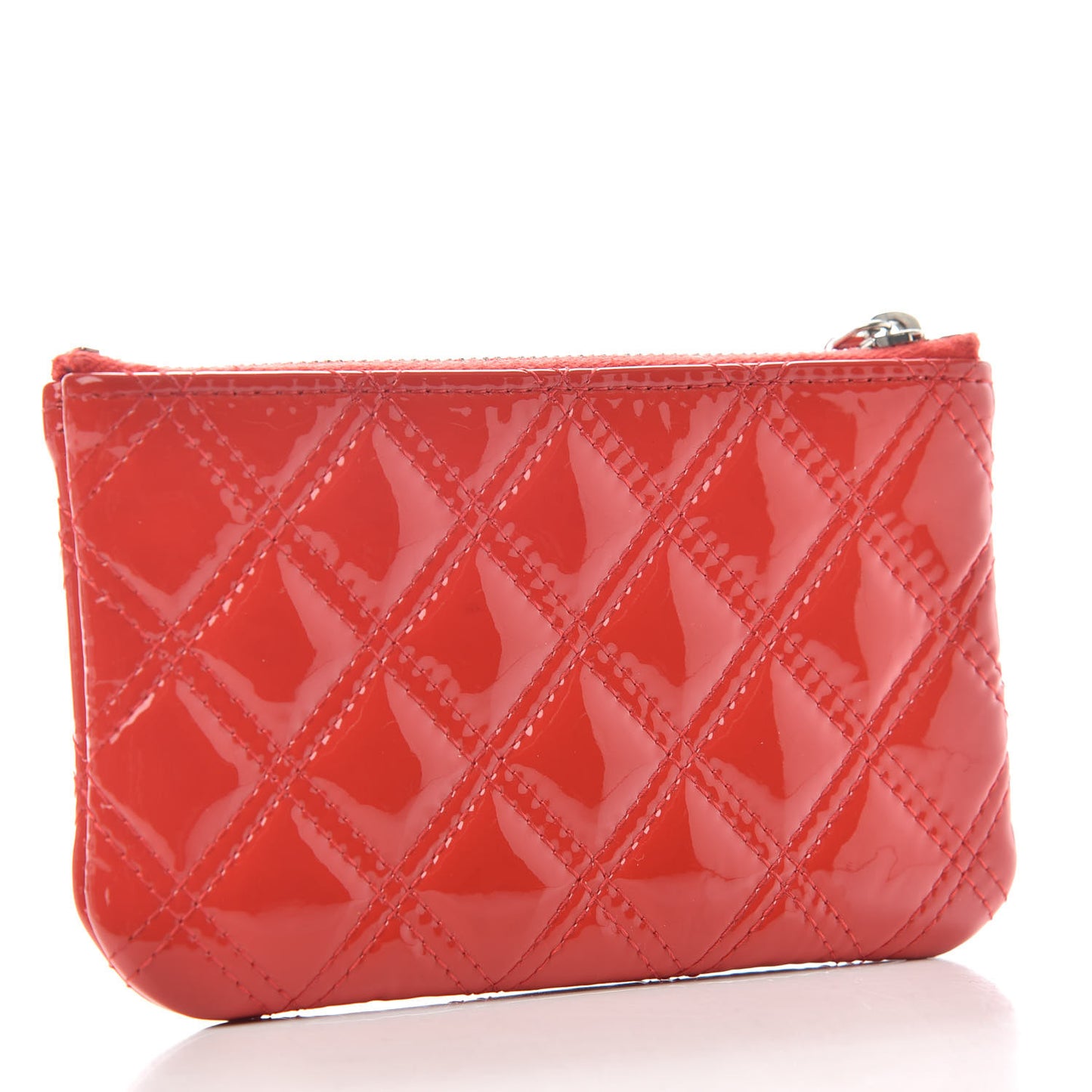 Patent Quilted Small Cosmetic Case Red