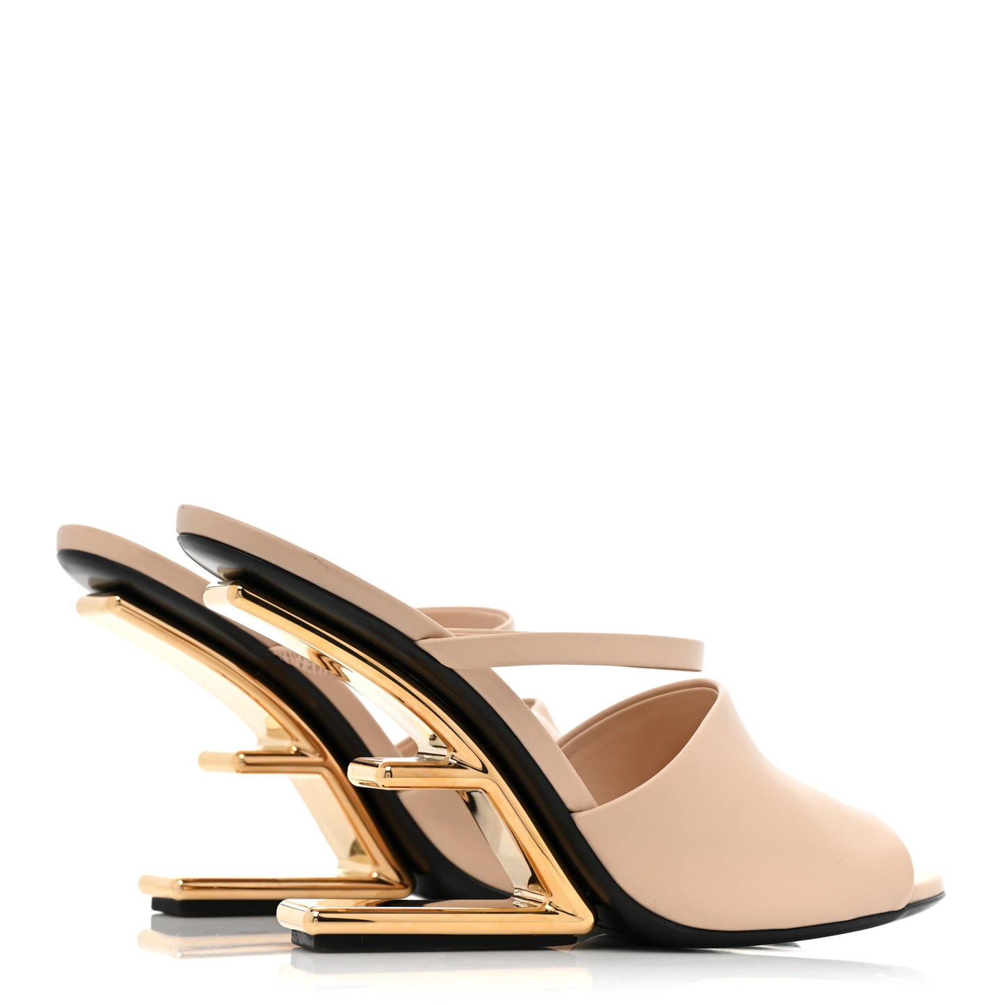 Calfskin Fendi First 95mm Slide Sandals 39.5 Poudre