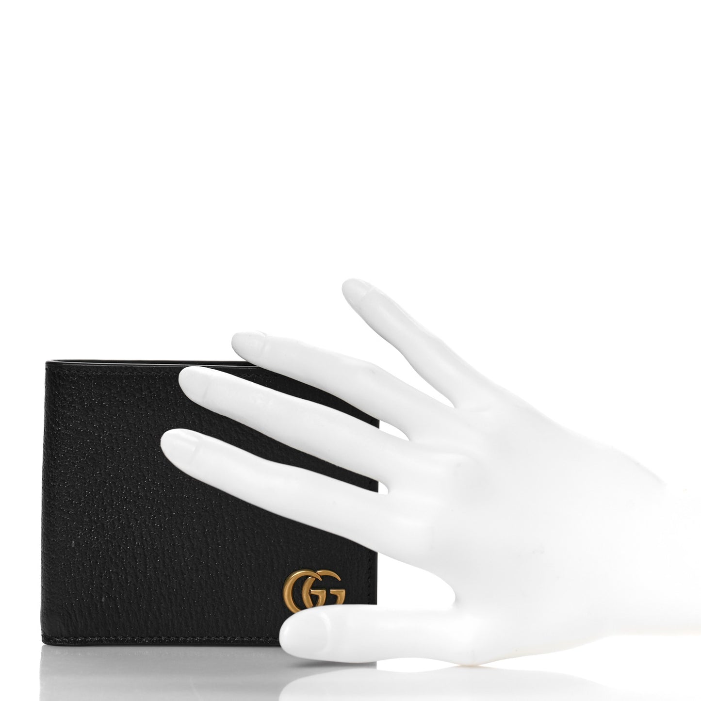 Calfskin Boar Effect GG Marmont Bi-Fold Wallet Black