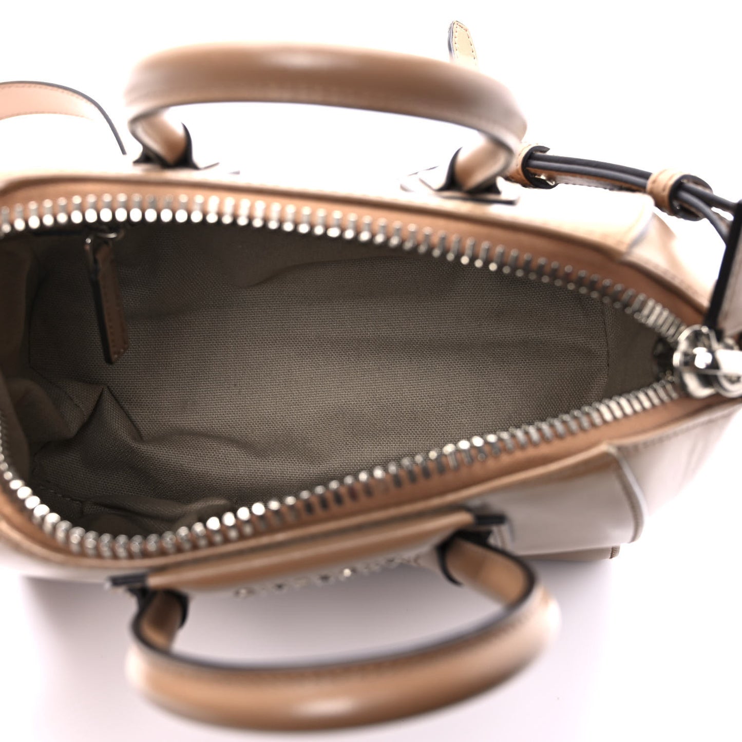 Shiny Lord Calfskin Mini Antigona Dark Beige