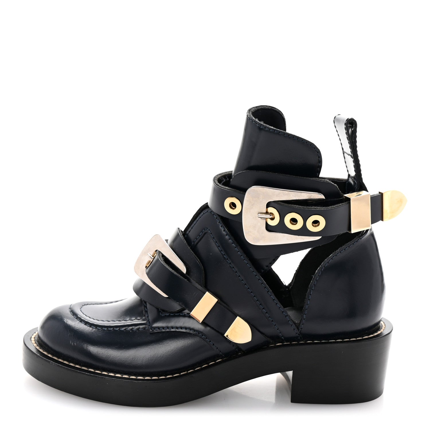 balenciaga ，サイズ:35 Balenciaga Brushed Calfskin Ceinture Ankle Boots 35 Navy 1678174