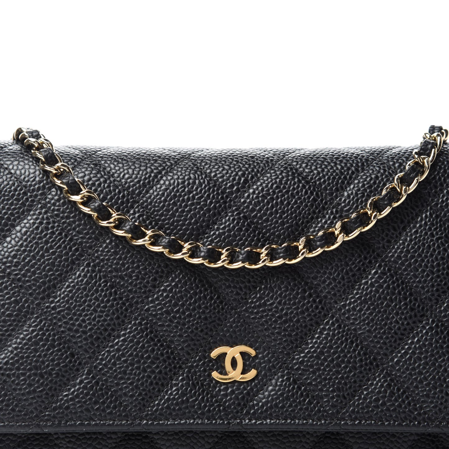 Caviar Quilted Wallet On Chain WOC Black
