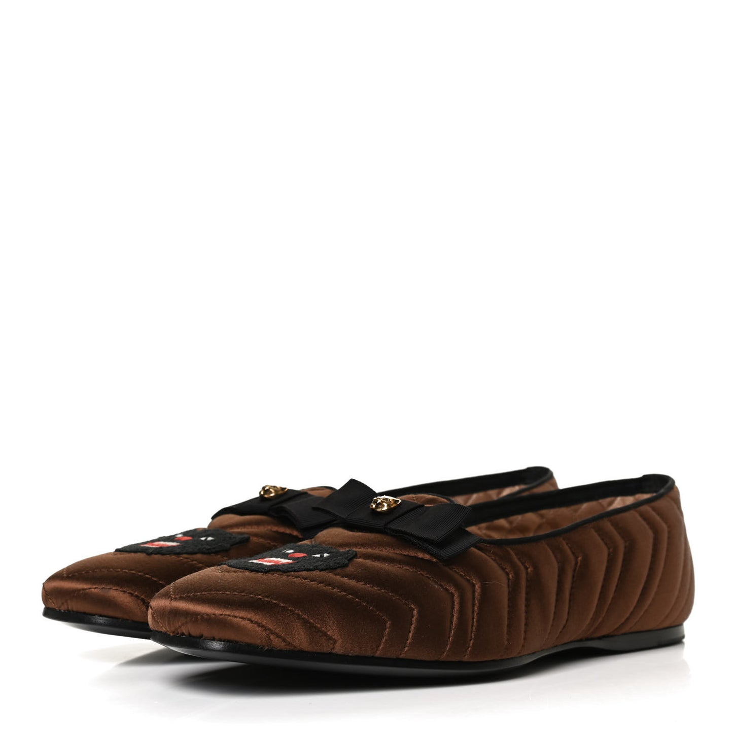 Silk Panther Embroidered Mens Quilted Slippers 10.5 Brown