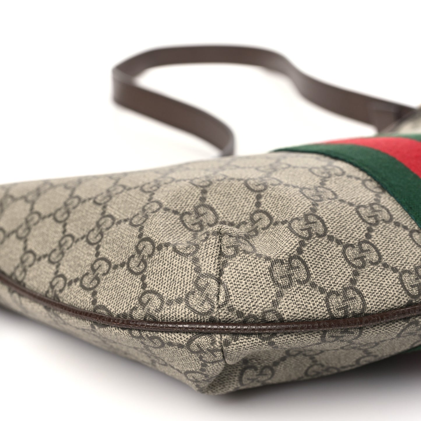 GG Supreme Monogram Web Small Ophidia Half Moon Hobo Brown