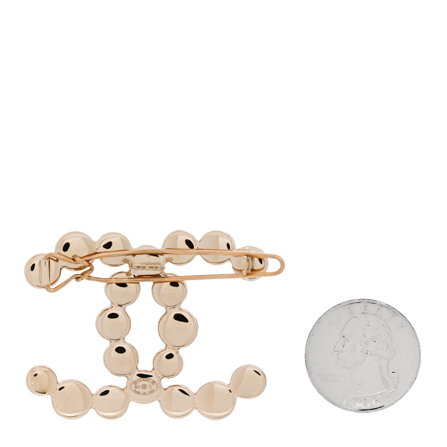 Metal Beaded CC Hair Clip Gold