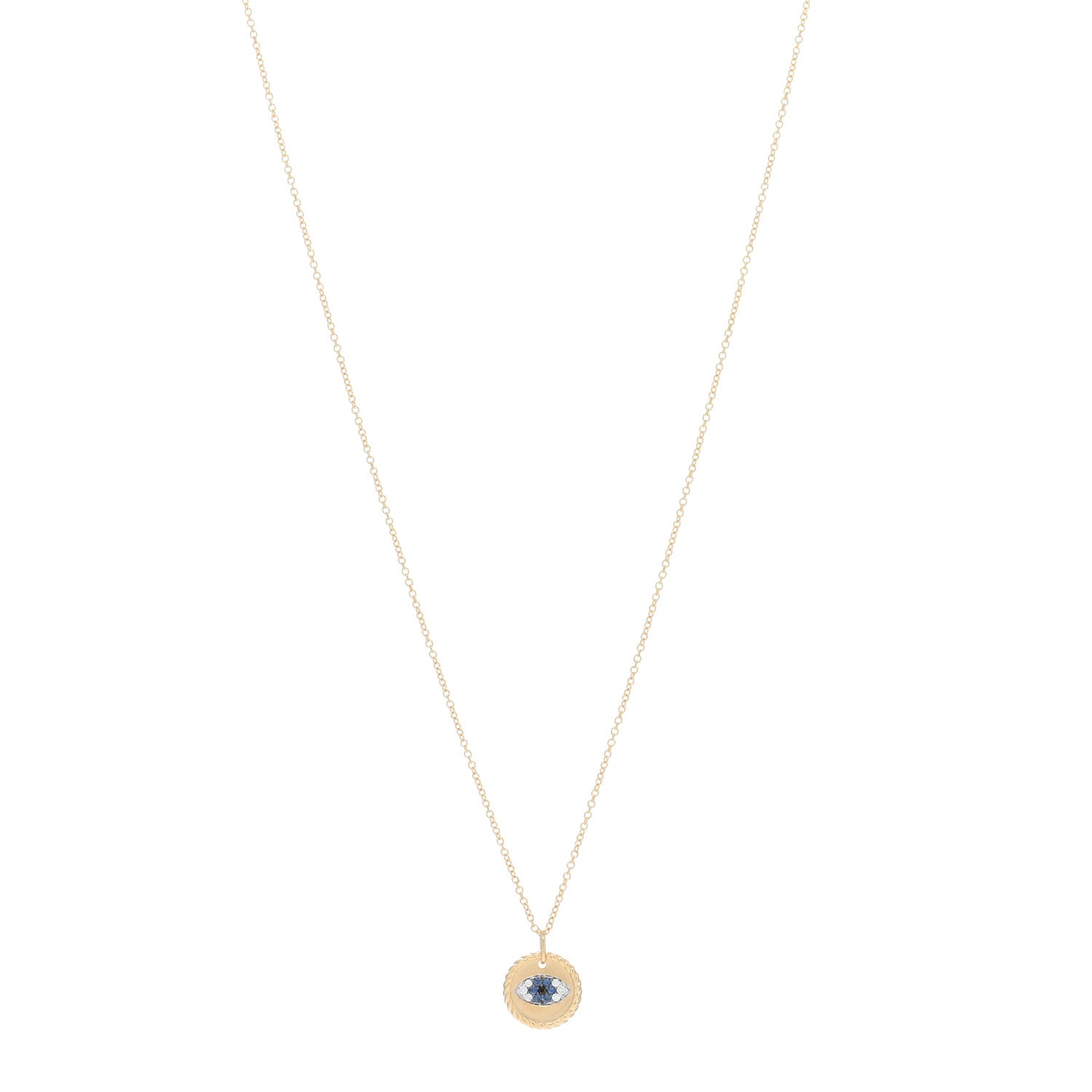 David Yurman 18K Yellow Gold Blue Sapphire Diamond Evil Eye Necklace 1 of 4