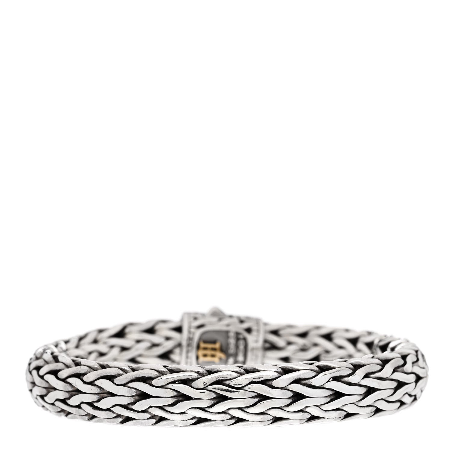 John Hardy Sterling Silver 18K Yellow Gold Diamond 11mm Classic Chain Bracelet 2 of 3