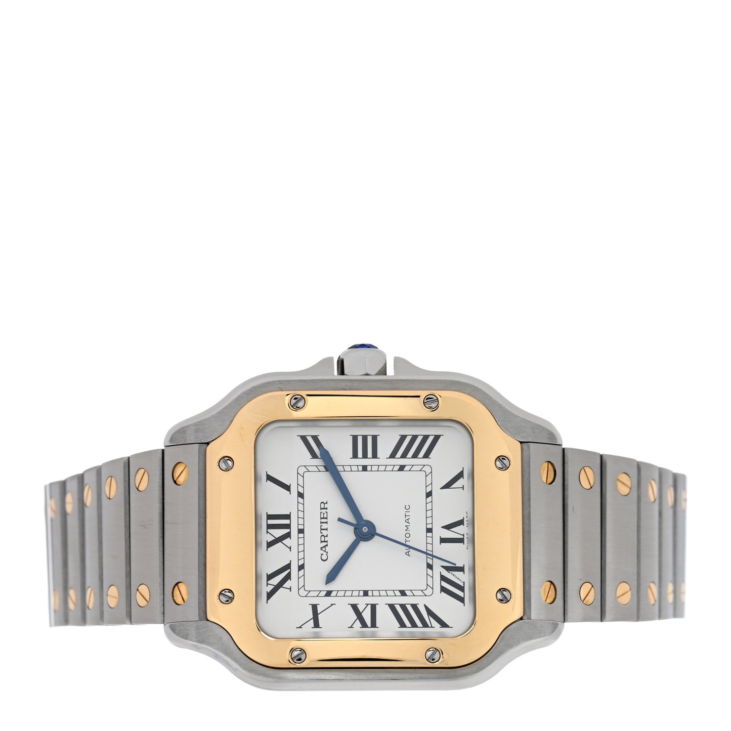 Stainless Steel 18K Yellow Gold 35mm Santos De Cartier Automatic Watch