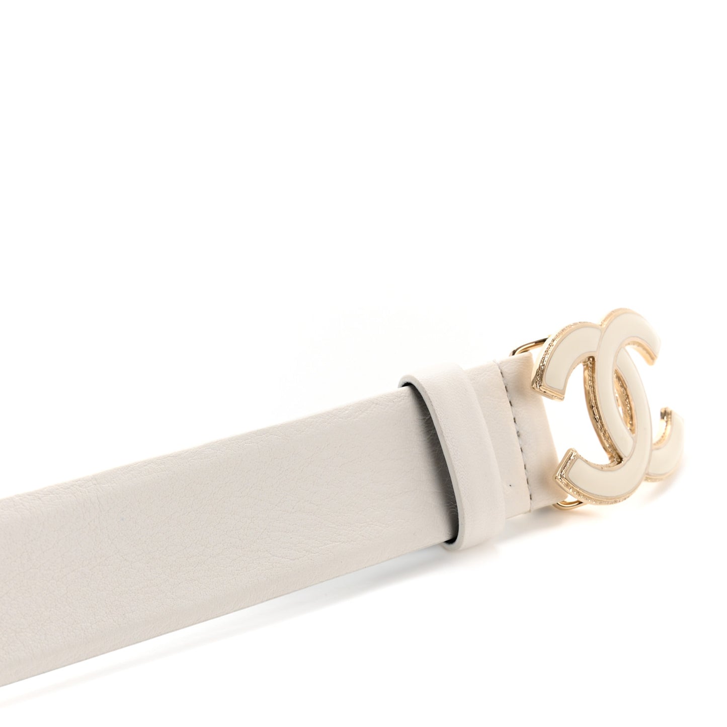Calfskin Enamel CC Belt 80 32 White