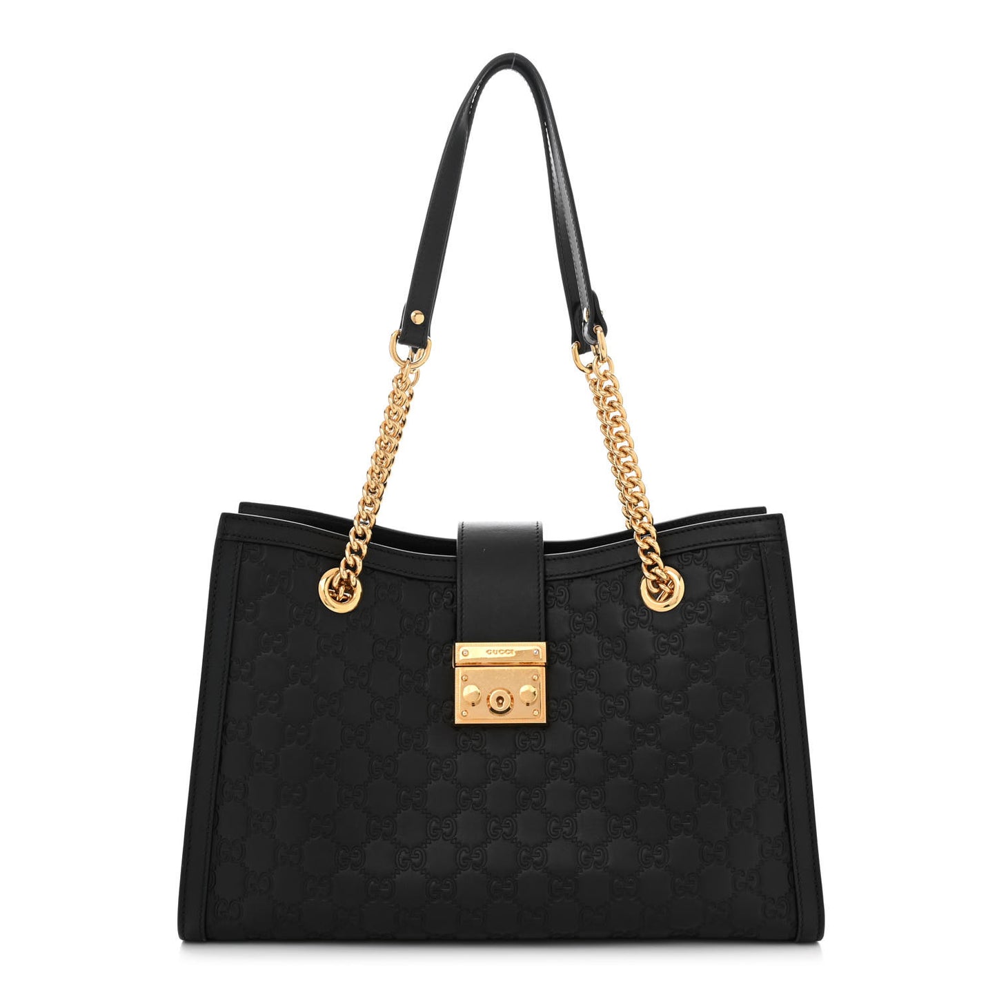 Guccissima Medium Padlock Tote Black