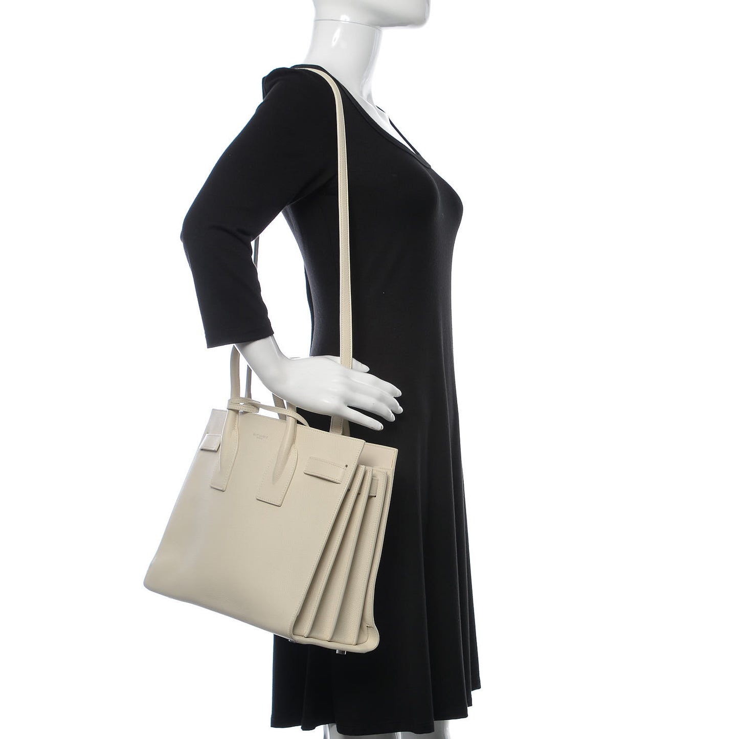 Grained Calfskin Small Sac De Jour Dove White