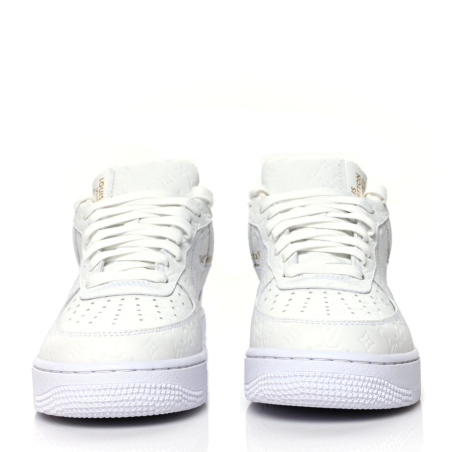 X NIKE AIR FORCE 1 Calfskin Monogram Mens Low Top Sneakers 7.5 White