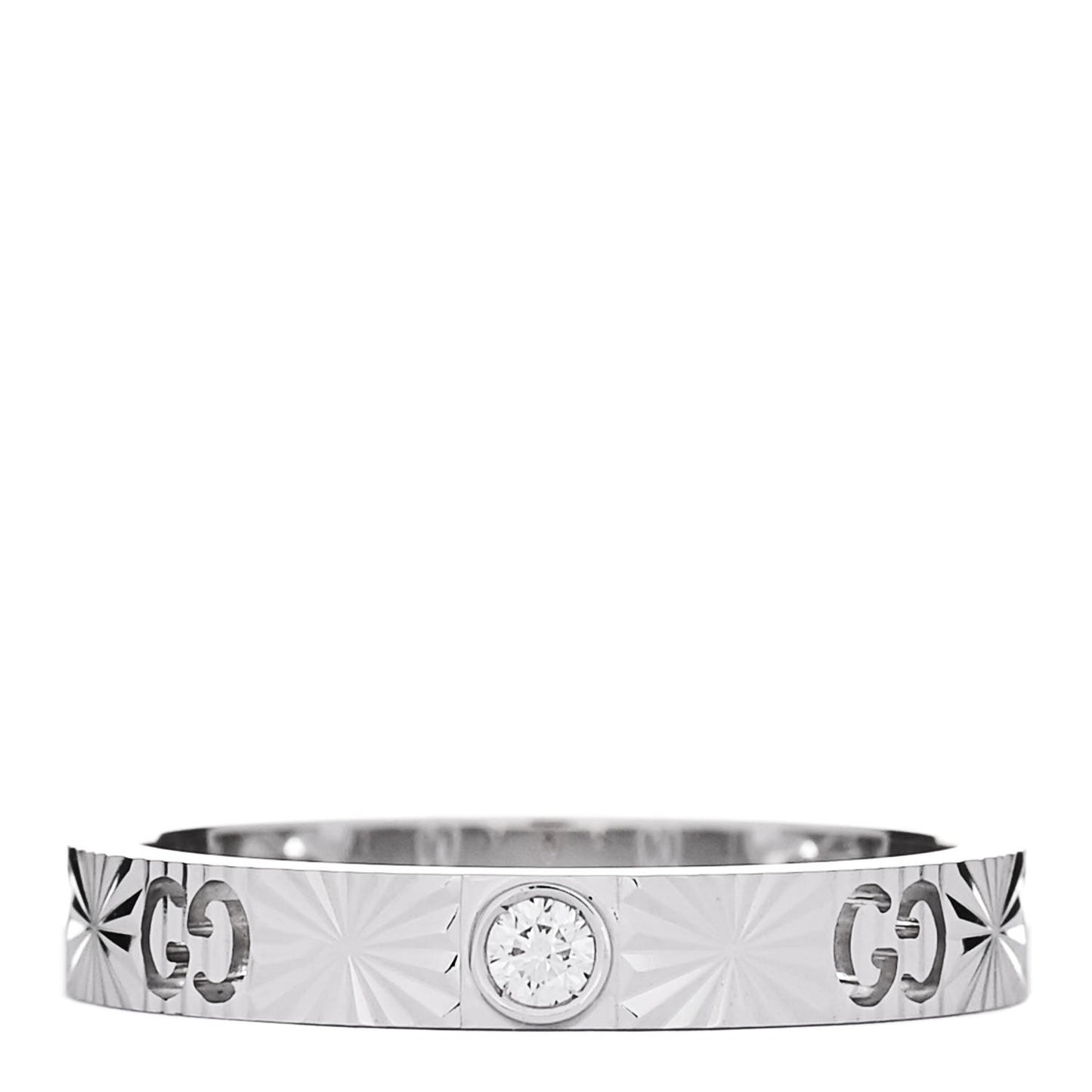 18K White Gold Diamond Icon Heart Band Ring 50 5.5