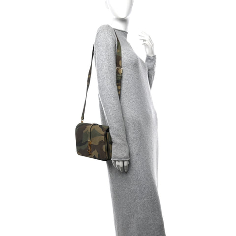 Suede Monogram University Camouflage Shoulder Bag Green