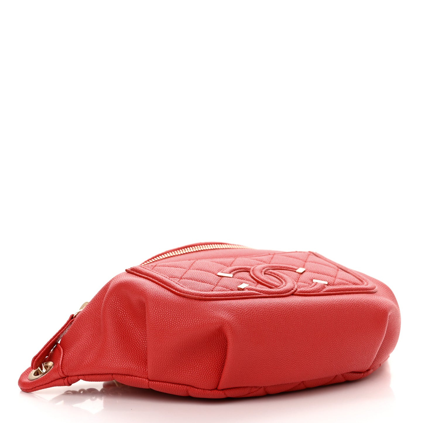 Caviar Quilted Filigree Waist Bag Red