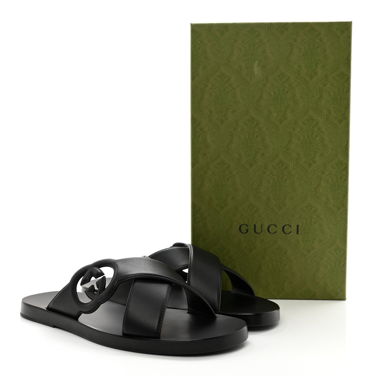 Cosmos Softy Calfskin Interlocking G Sandals 10 Black