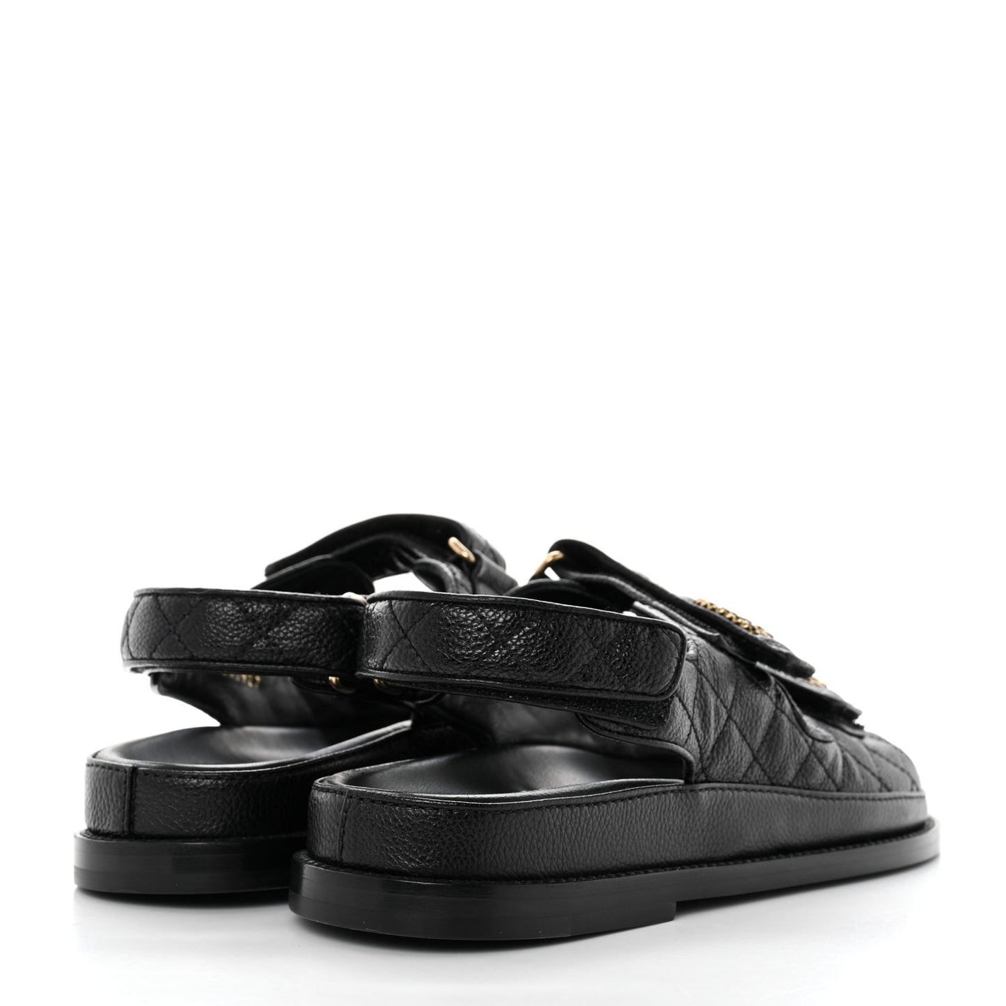 Grained Calfskin Velcro Dad Sandals 36.5 Black