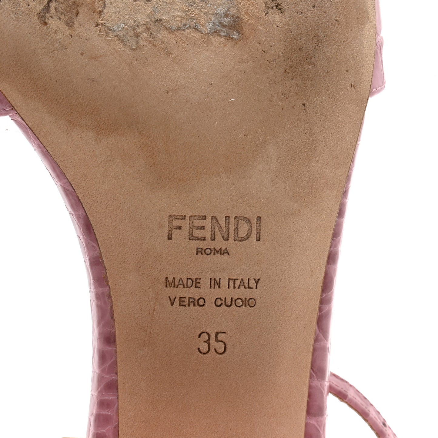 Vitello Crocodile Embossed Promenade Ankle Strap Sandals 35 Quarzo