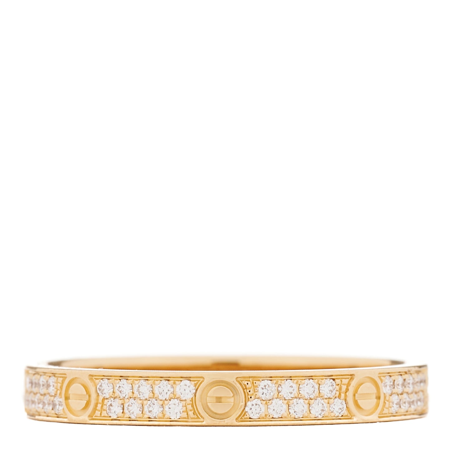 18K Yellow Gold Diamond 2.6mm LOVE Paved Band Ring 54 6.75
