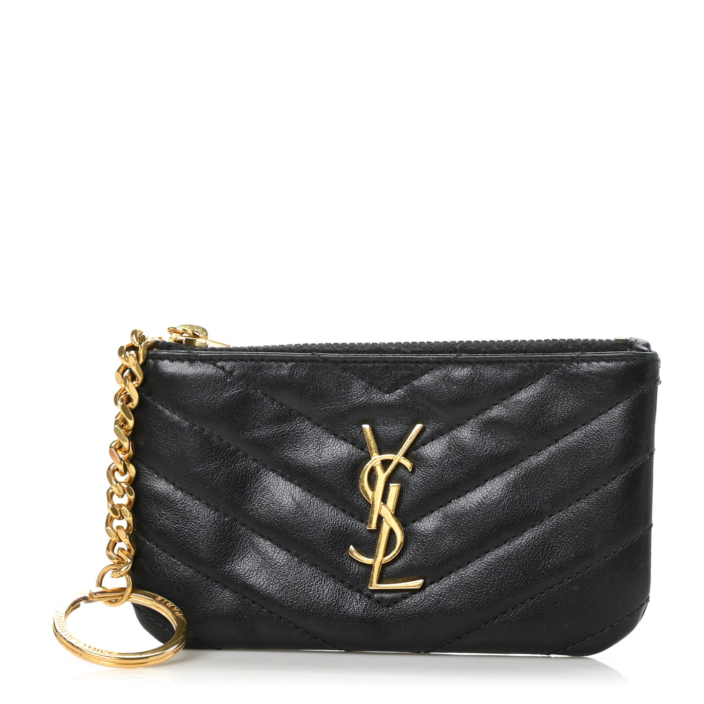 Calfskin Matelasse Monogram Key Pouch Black