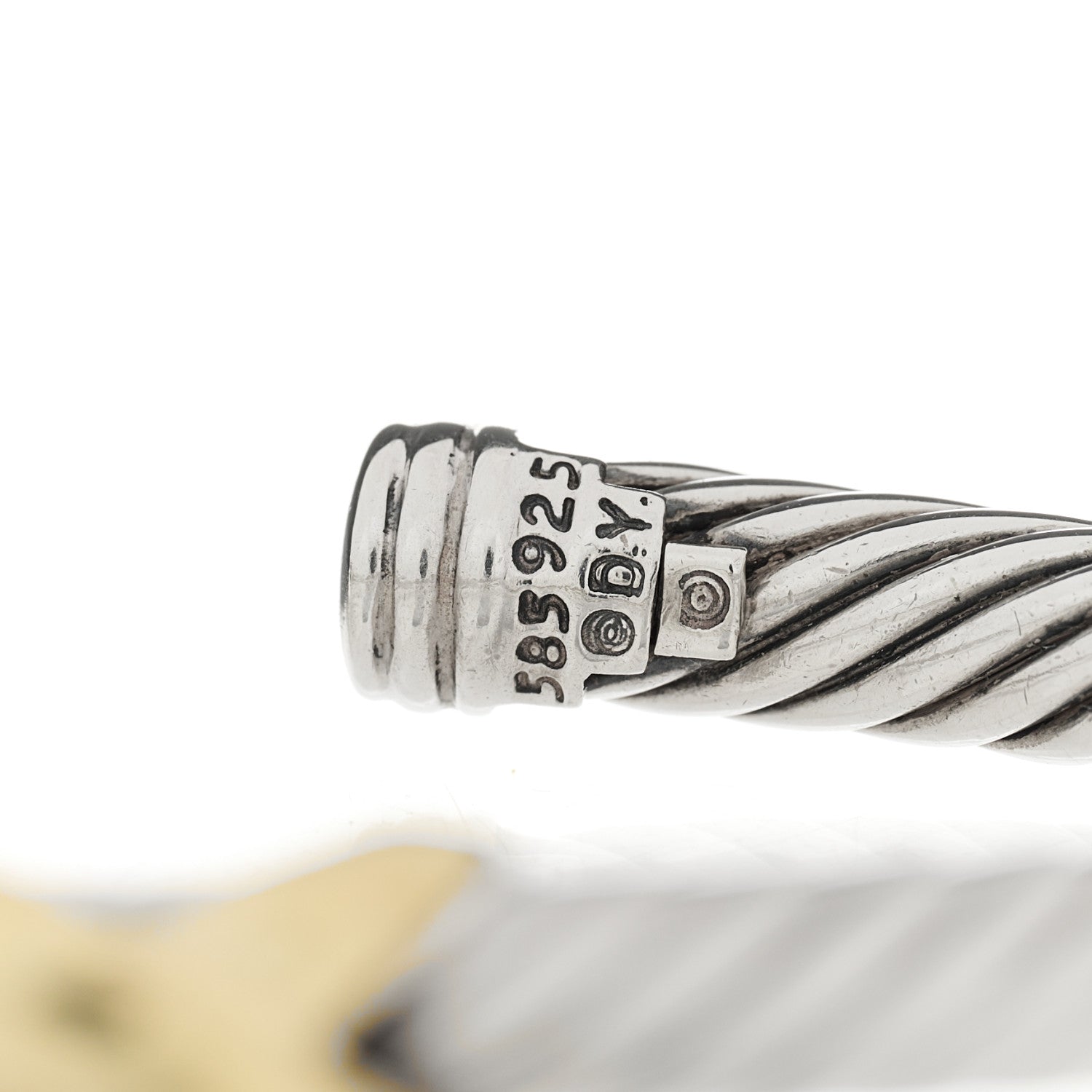 David Yurman Sterling Silver 14K Yellow Gold 5mm X Station Cable Bracelet 3 of 3