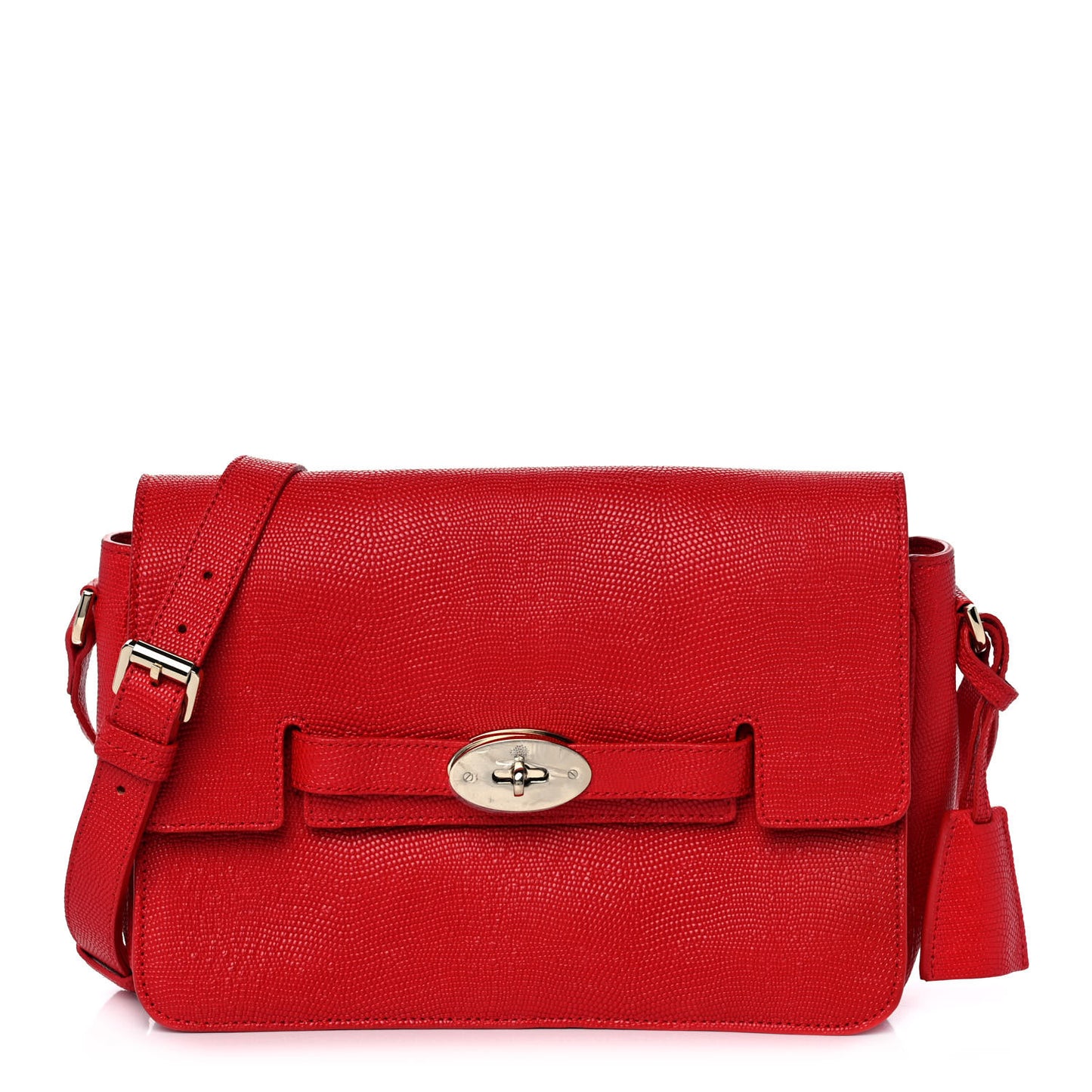 Lizard Embossed Calfskin Bayswater Shoulder Bag Bright Red