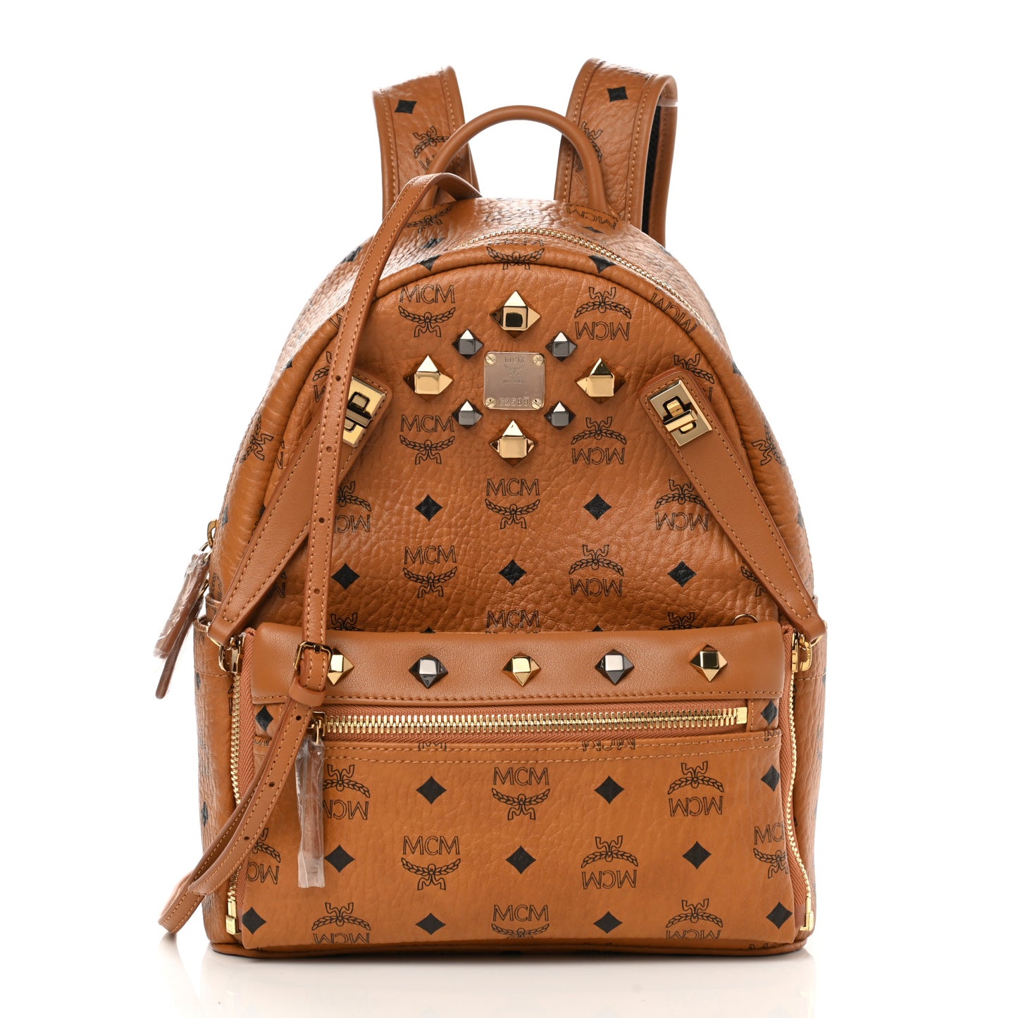 Visetos Studded Medium Dual Stark Backpack Cognac