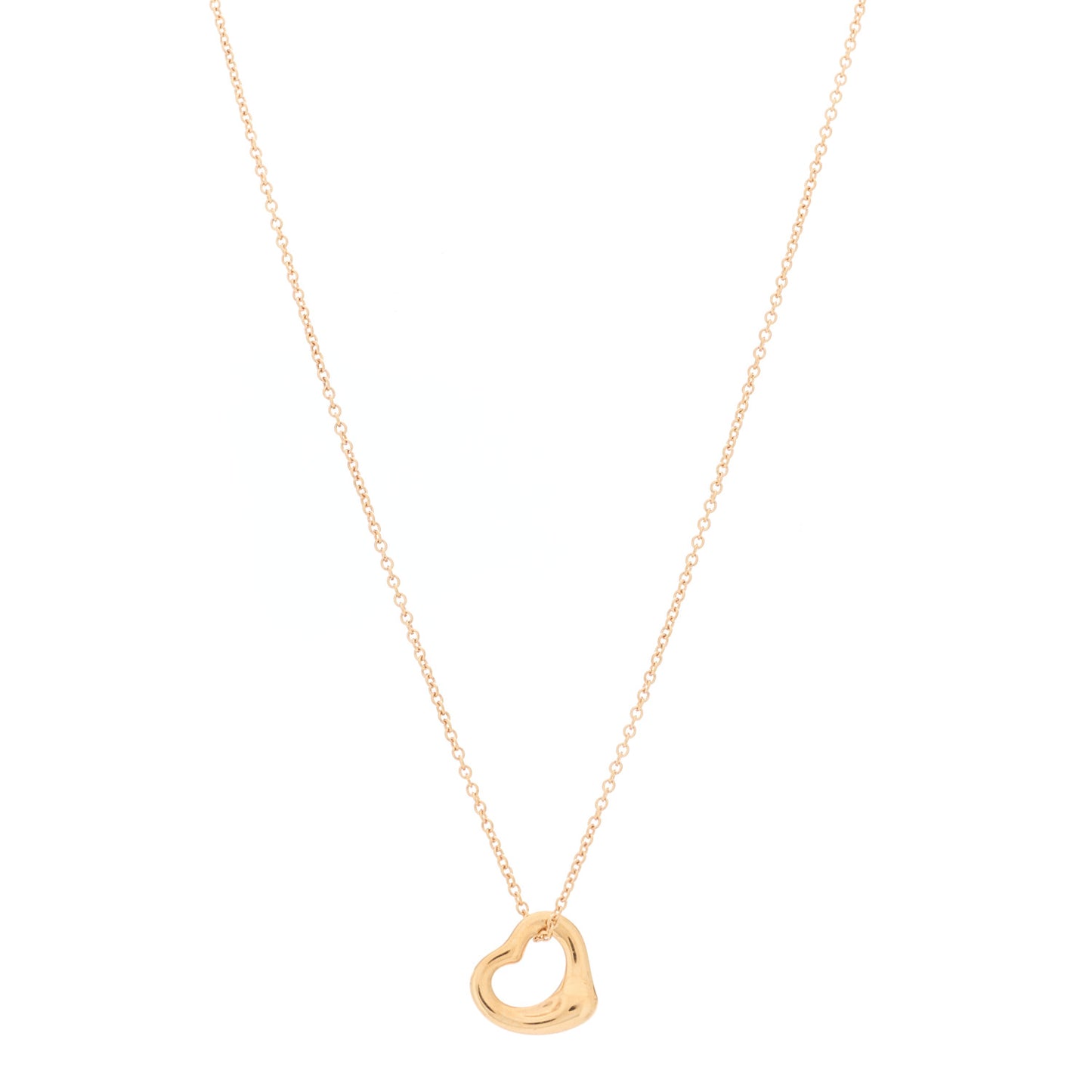 18K Rose Gold 11mm Elsa Peretti Open Heart Pendant Necklace