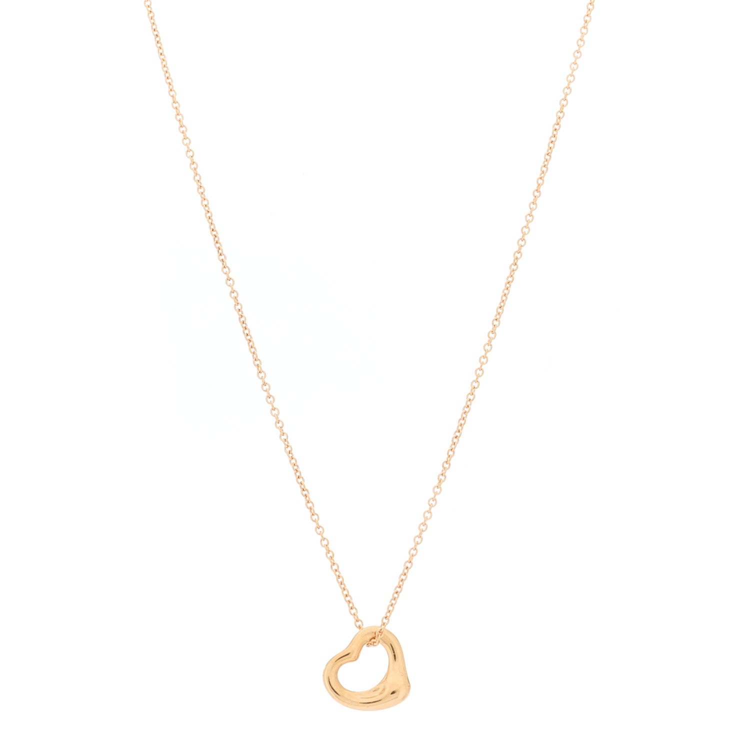 Tiffany 18K Rose Gold 11mm Elsa Peretti Open Heart Pendant Necklace 1 of 6