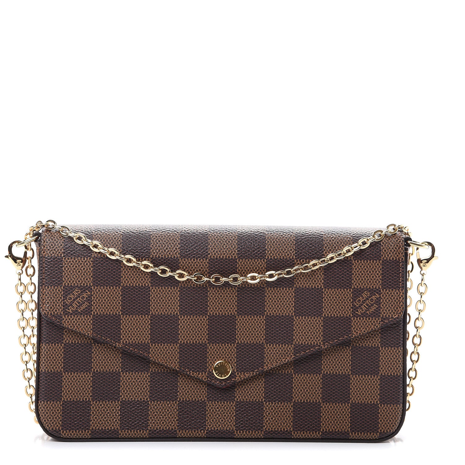Louis Vuitton Damier Ebene Pochette Felicie Chain Wallet 1 of 10