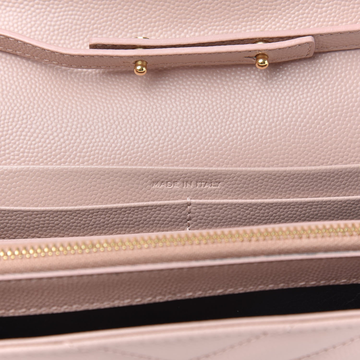 Saint Laurent Grain De Poudre Matelasse Chevron Monogram Chain Wallet Pale Pink 6 of 10