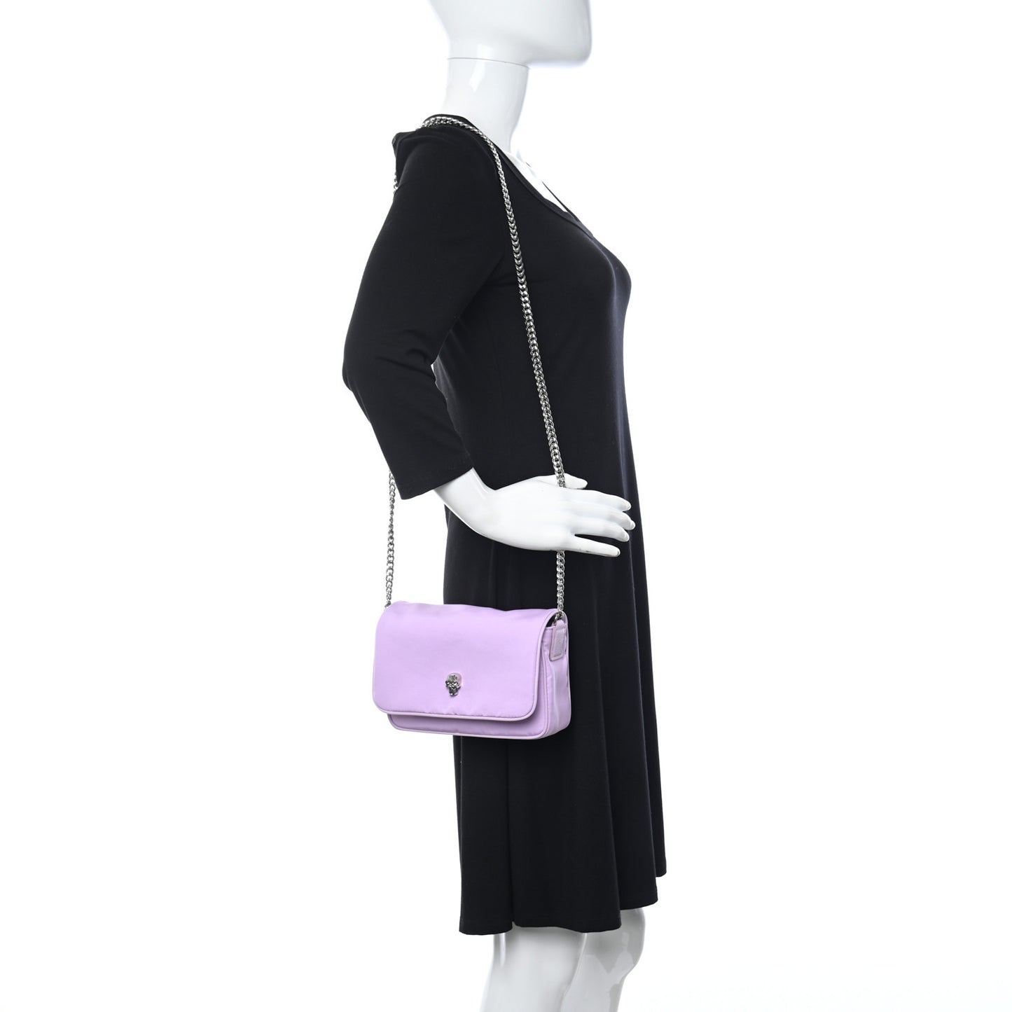 Nylon Skull Camera Crossbody Bag Lilac