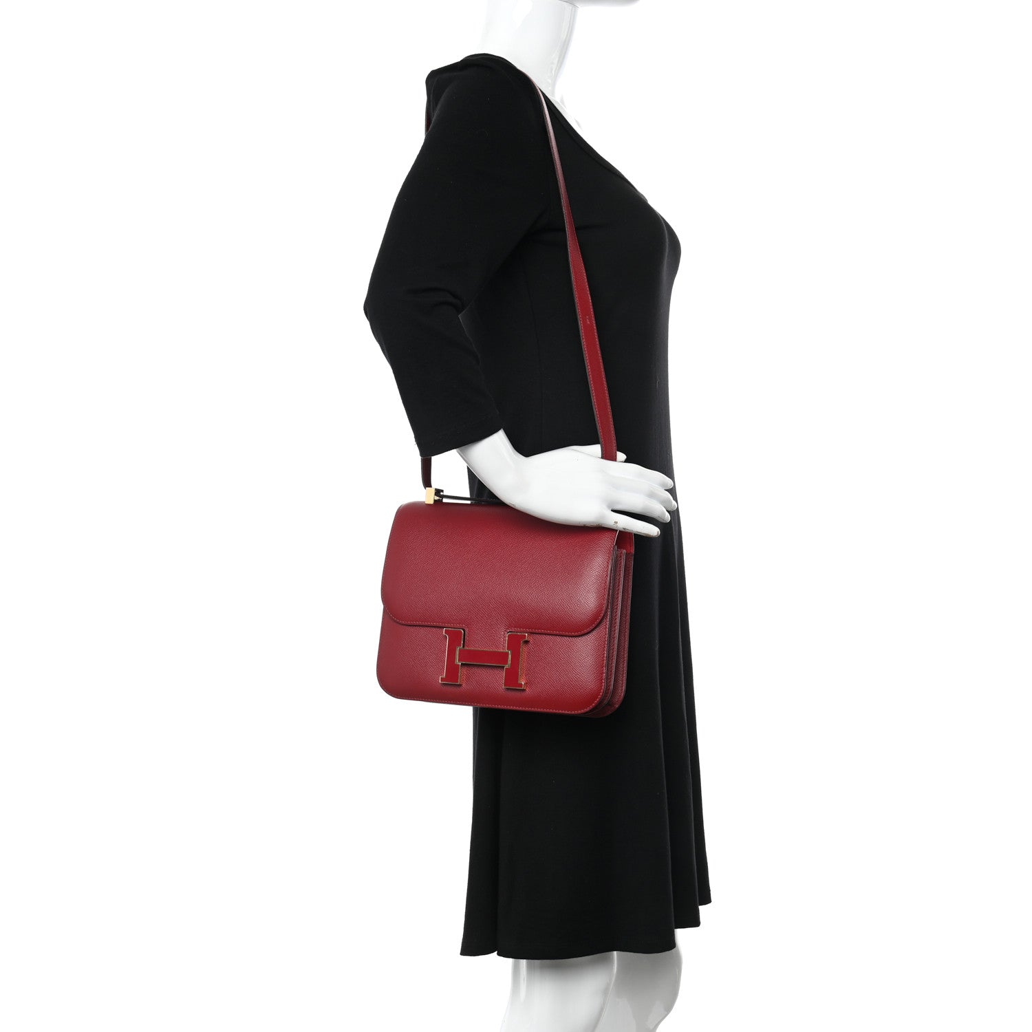 Hermes Epsom Enamel Constance 24 Rouge Grenat 2 of 11