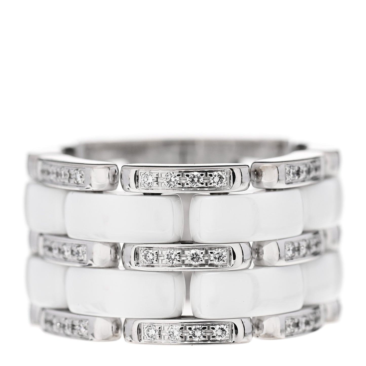 18K White Gold Ceramic Diamond Large Ultra Ring White 56 7.75