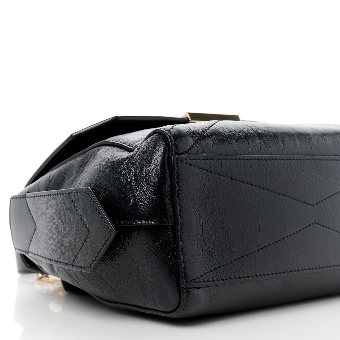 Creased Patent Calfskin Small ID Flap Black