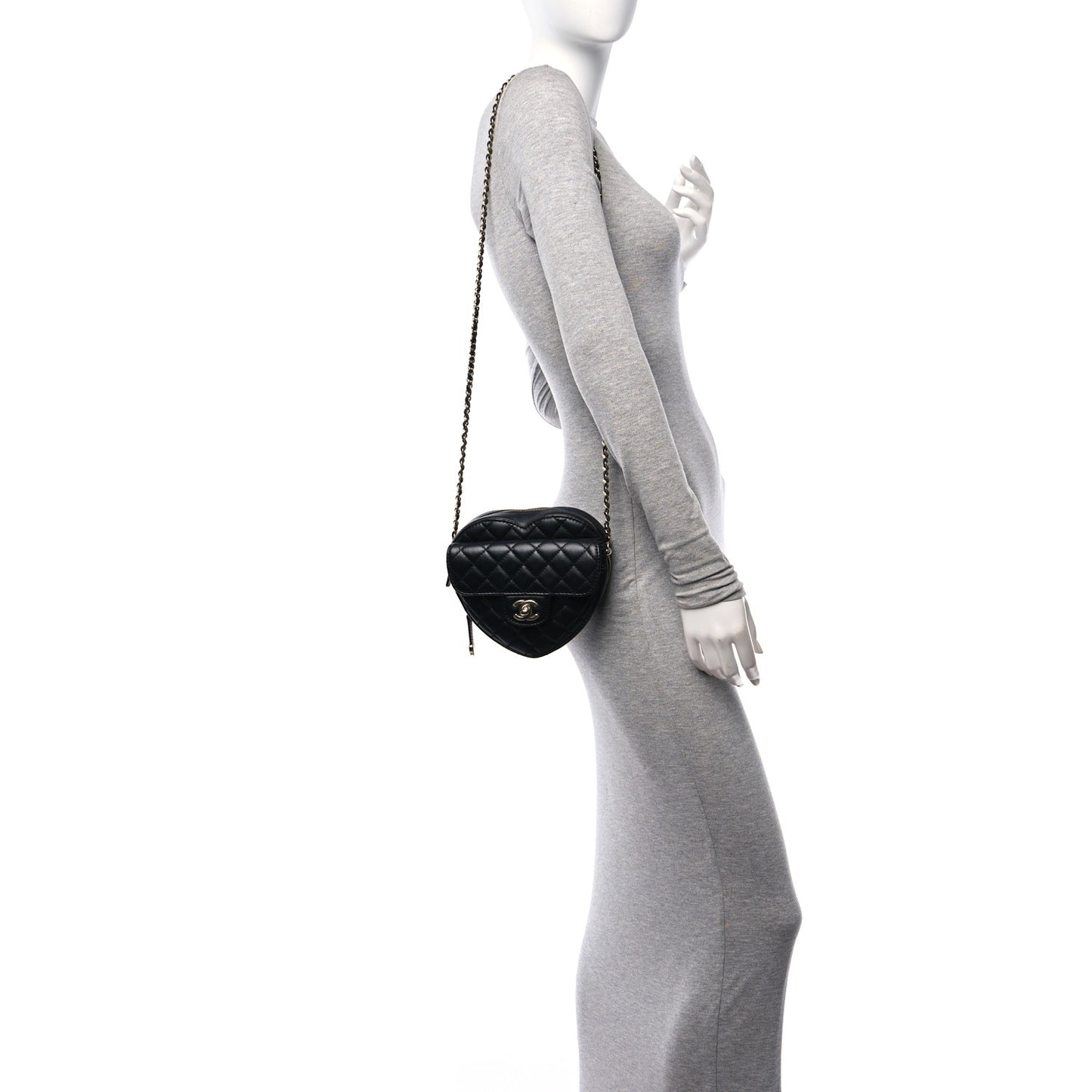 Lambskin Quilted CC In Love Heart Bag Black