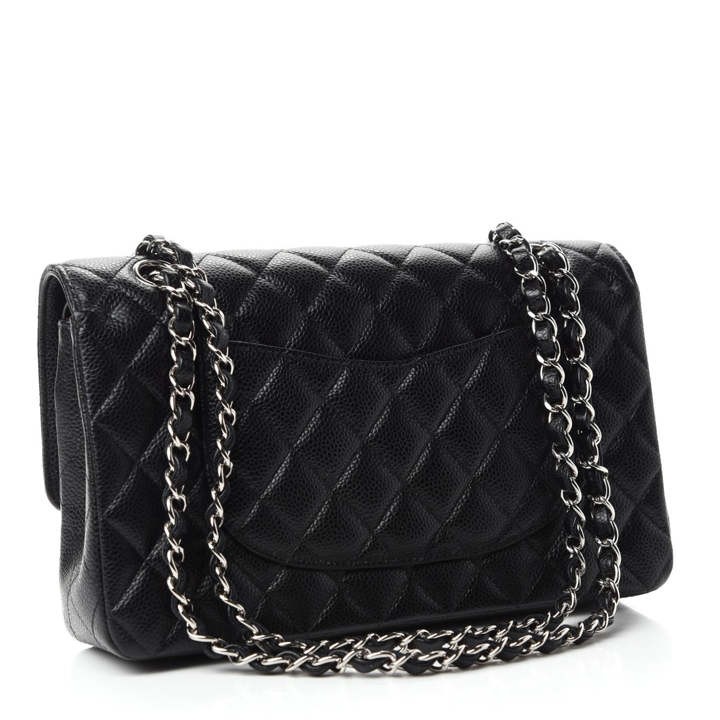 Caviar Quilted Medium Double Flap Black