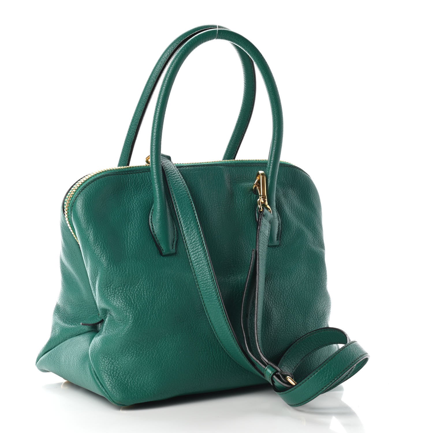 Miu Miu Goatskin Madras Zip Tote Green 3 of 9