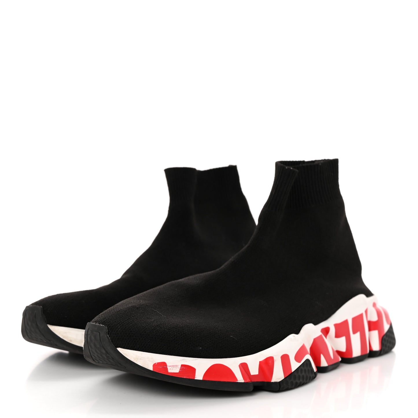 Neoprene Knit Womens Speed Graffiti Sneakers 37 Black White Red