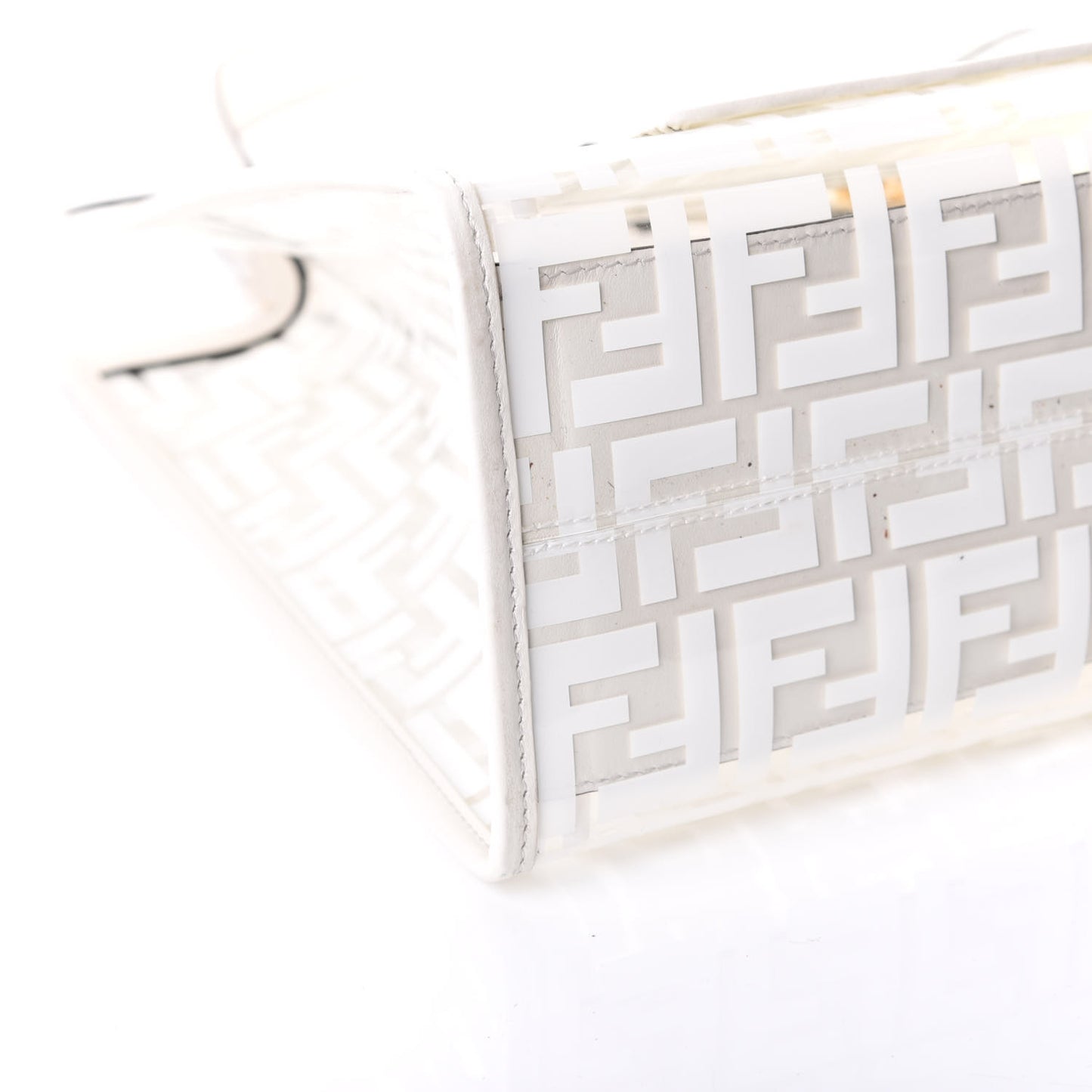 TPU FF Vitello Century Plexiglass Medium Runaway Shopper Tote White