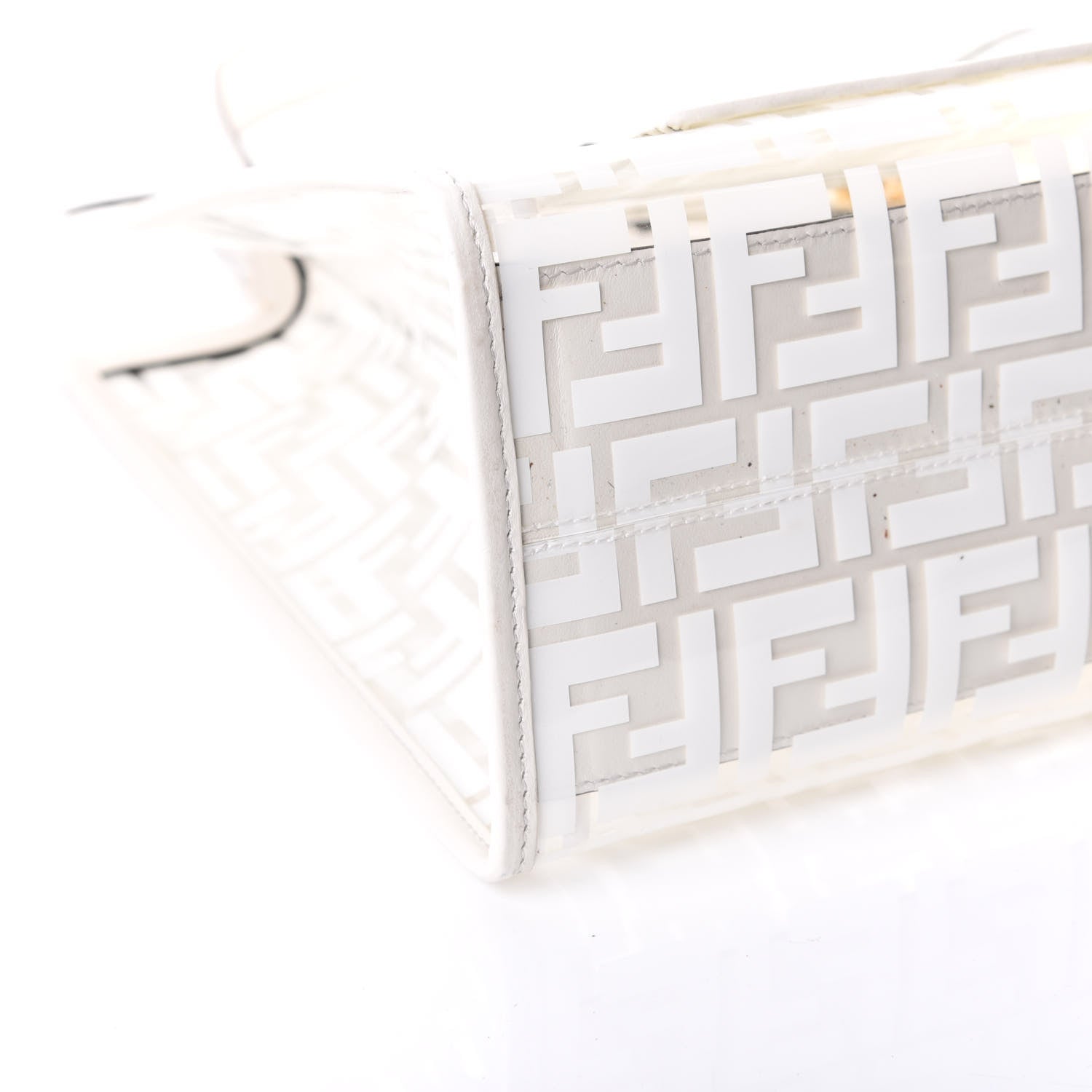 Fendi TPU FF Vitello Century Plexiglass Medium Runaway Shopper Tote White 5 of 7