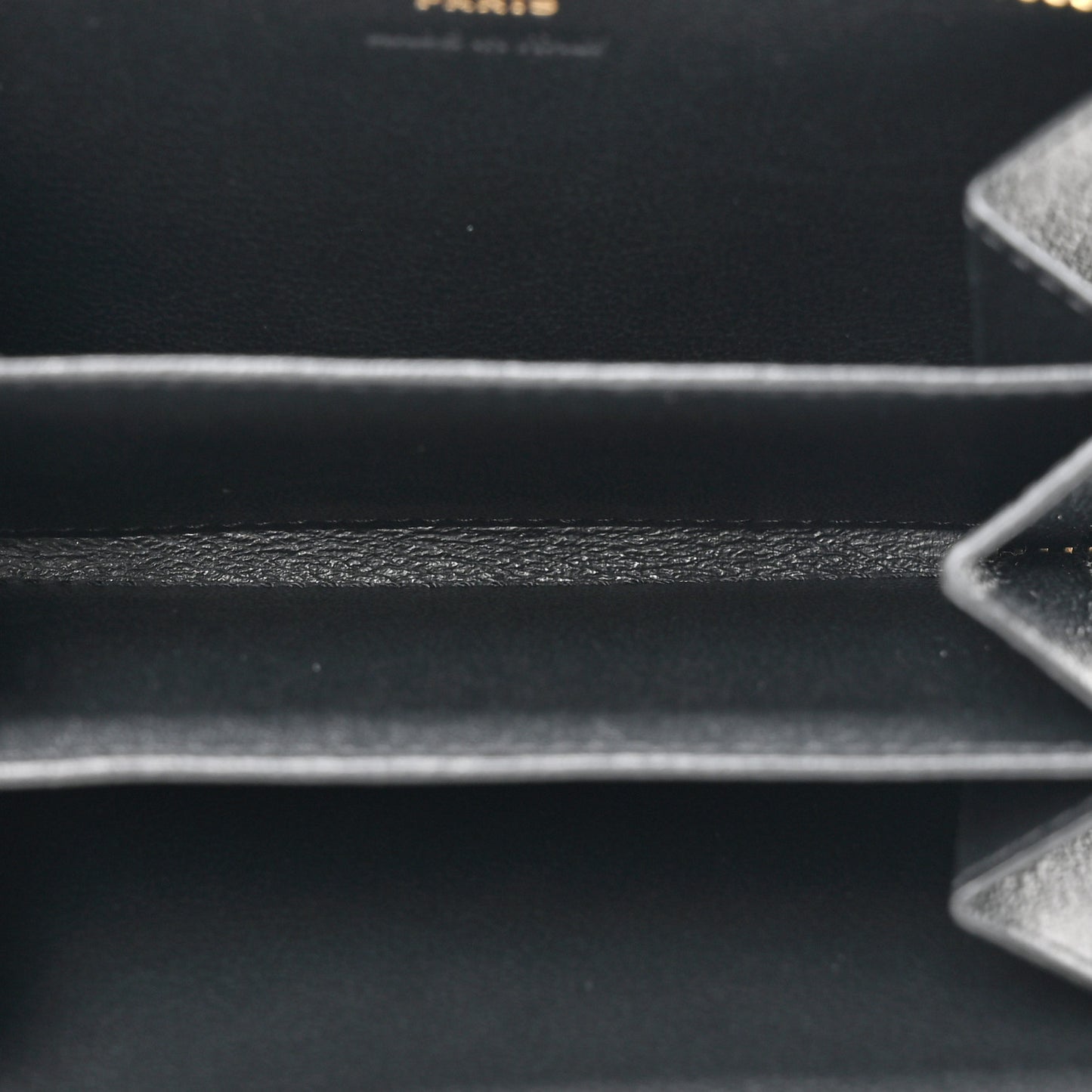 Lambskin Matelasse Chevron Monogram Cassandre Compact Zip Around Card Wallet Black