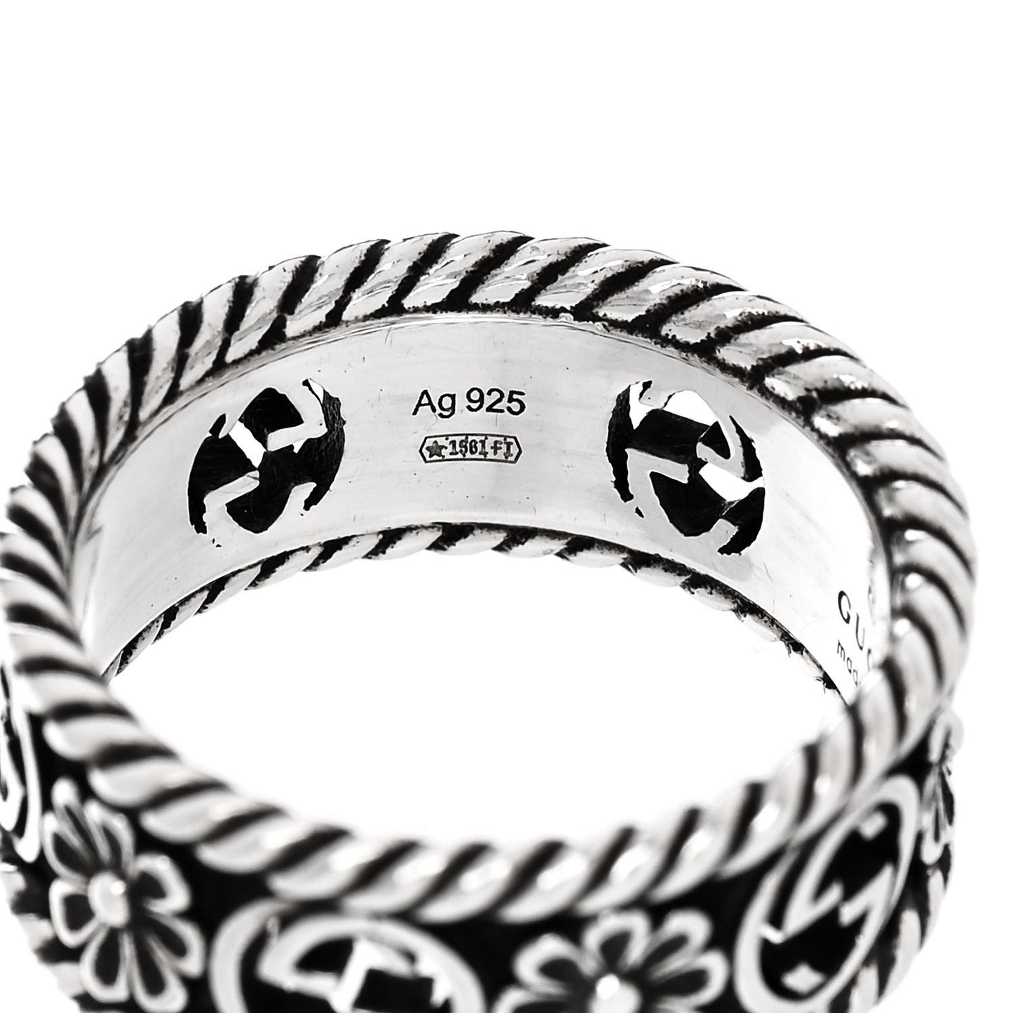 Sterling Silver Interlocking G Flower Ring 50 5.25