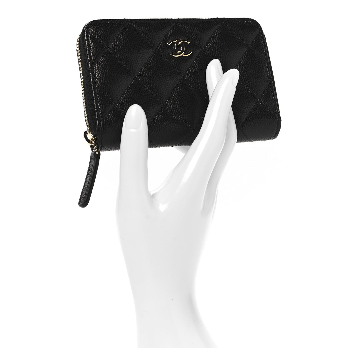 Caviar Quilted Zip Coin Purse Black