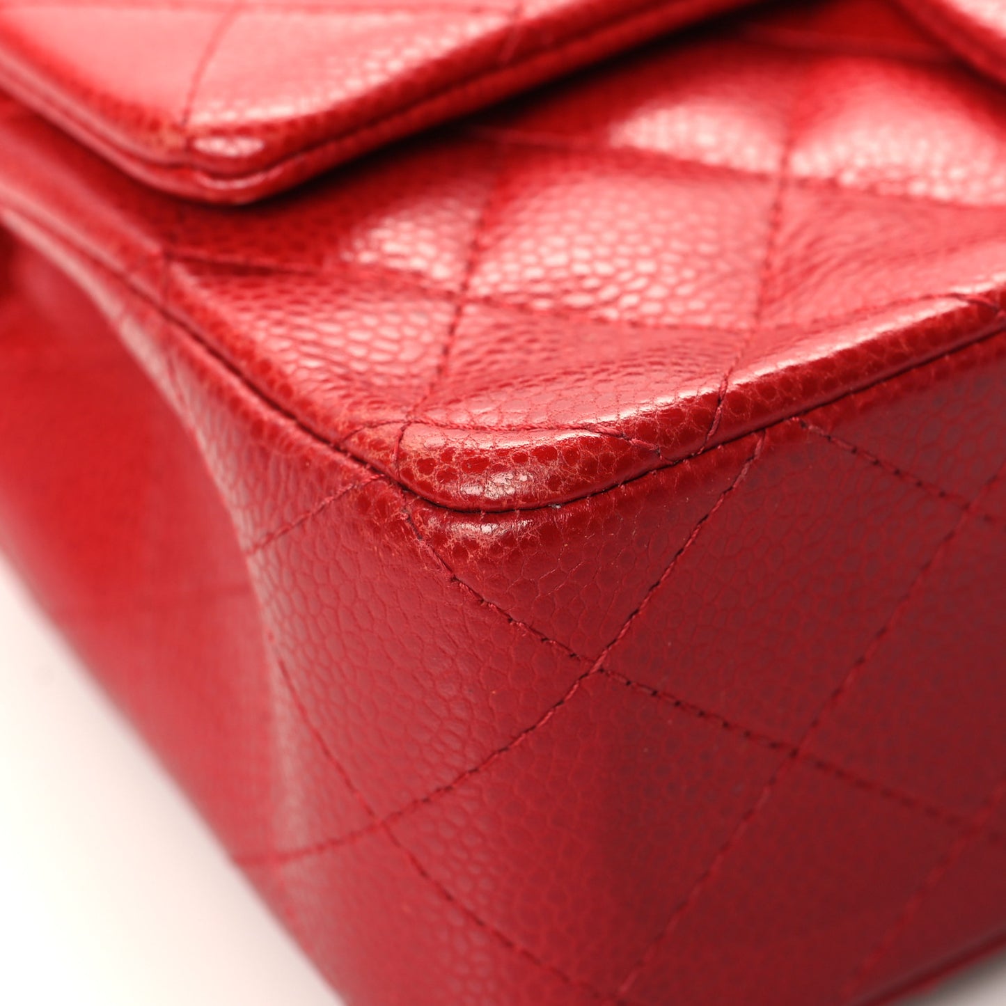 Caviar Quilted Mini Rectangular Flap Red