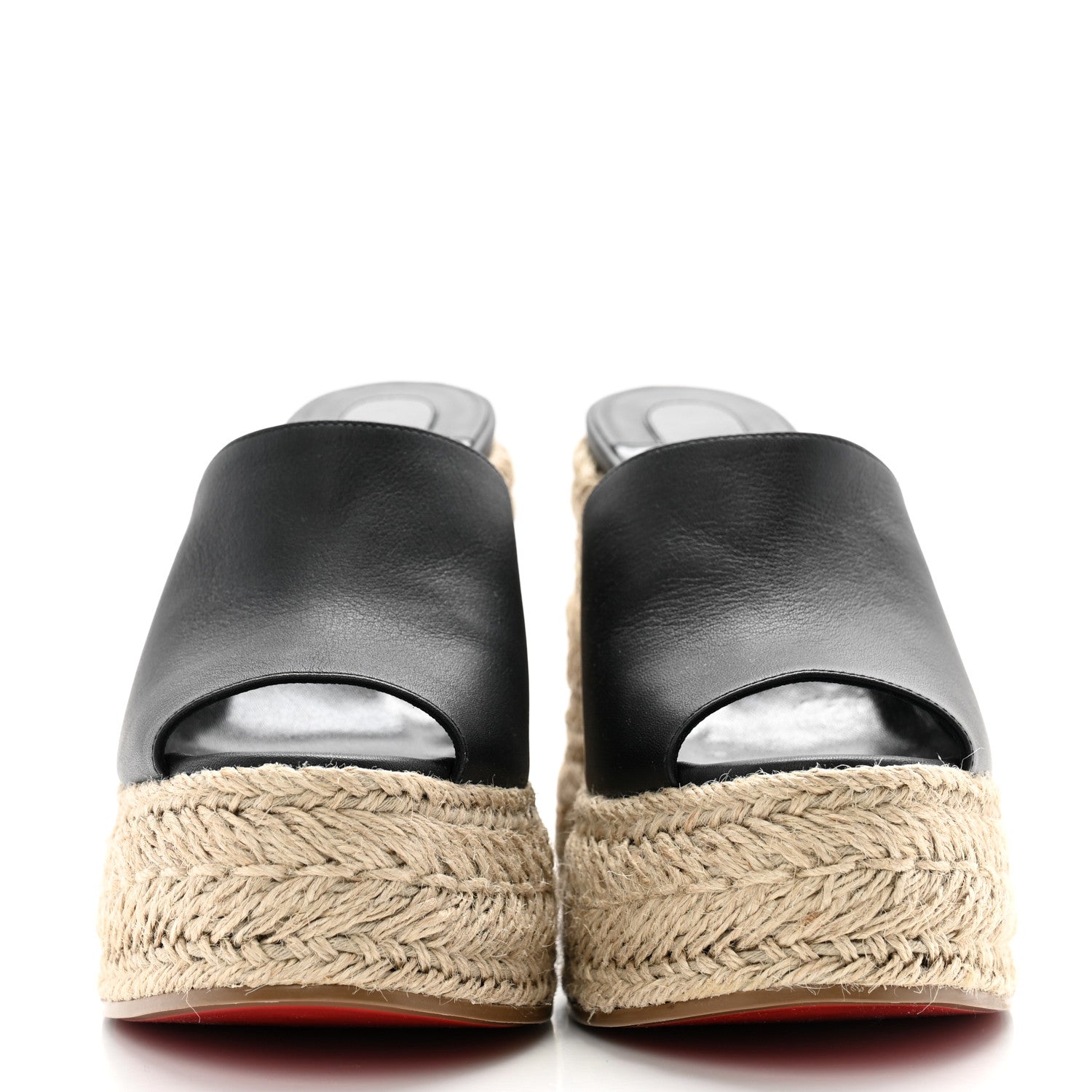 Christian Louboutin Calfskin Ariella Zeppa 130 Espadrille Sandals 37 Black Naturel 2 of 8