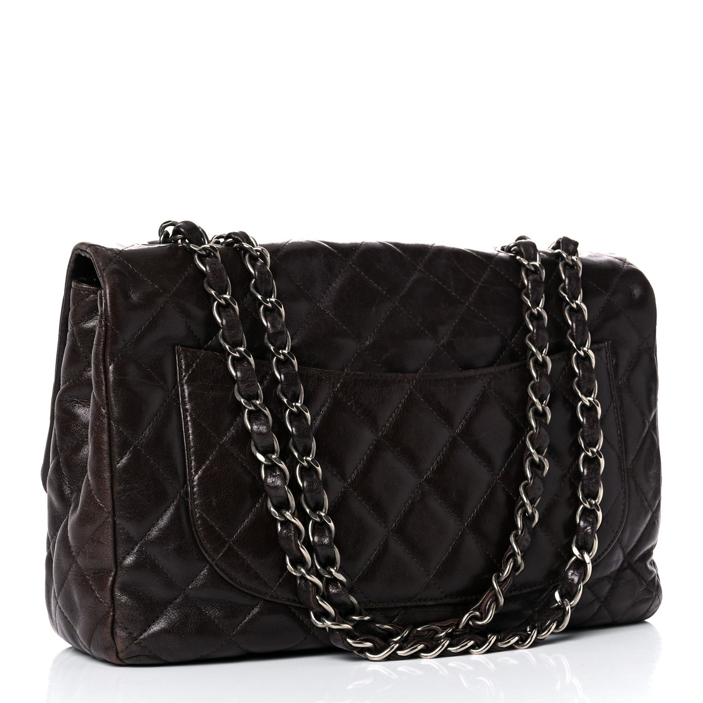 Washed Lambskin Quilted Jumbo Hybrid Reissue Flap Dark Brown