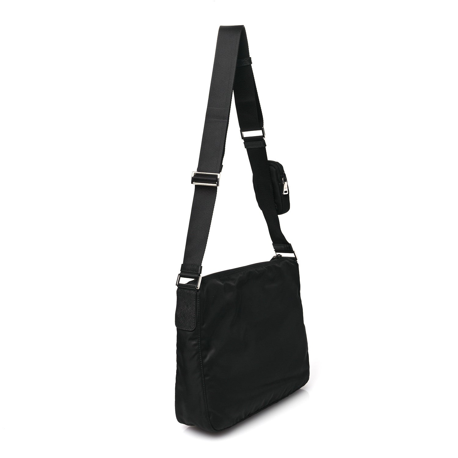 Prada Re-Nylon Vela Saffiano Pocket Double Zip Messenger Bag Black 3 of 10