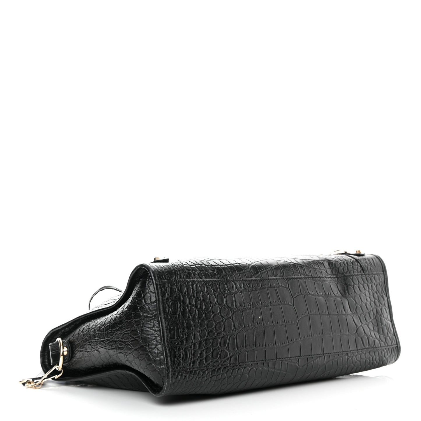 Calfskin Crocodile Embossed Classic Hardware City Black