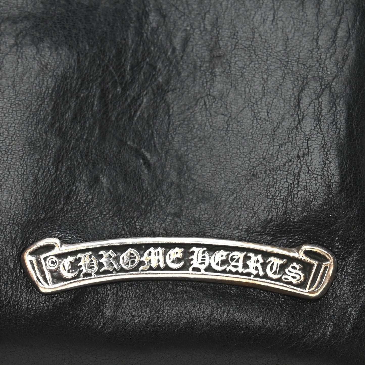 Lambskin Cross Patch Zip Card Holder Wallet Black